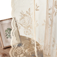Beige Lace Curtains 108 Inches Long 2 Panels Floral Curtains For Living Room Bedroom Rod Pocket Light Filtering Drapes French Large Window Decor For Dining Room Hallway Doorway Sunroom  52X108