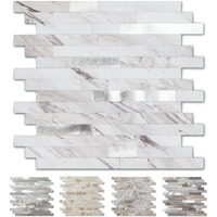 Yipscazo 10 Sheets Peel And Stick Stone Metal Tile Backsplash  Stick On Tiles For Backsplash Kitchen  Bathroom  Laundry Room  Camper  Fireplace (12'' X 12''  Bright Carla White)