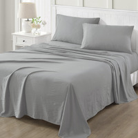 Martha Stewart Ultra Soft Brushed And Washed Microfiber 4 Piece Sheet Set  Easy Care  Comfy Bed Sheets With Deep Pocket Up To 16""  1 Flat And 1 Fitted Sheet  2 King Pillowcases  King Size  Medium Gray