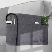 Joywell Recliner Narrow Linen Armrest Covers For Living Room Anti-Slip Sofa Arm Protector For Dogs  Cats  Pets Armchair Slipcover For Couch With 4 Pockets For Tv Remote Control  Phone  Set Of 2  Gray