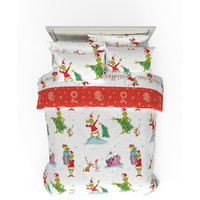 Franco Grinch By Dr. Seuss Holiday & Christmas Bedding Super Soft Comforter And Sheet Set With Sham  7 Piece Queen Size (Official Dr. Seuss Product)