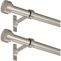 2 Pack Heavy Duty 1 Inch Diameter Single Curtain Rods 36-72  Adjustable Window Curtain Rod With With Cylindrical Cap Finials  Wall Mount And Ceiling Mount  Matte Nickel