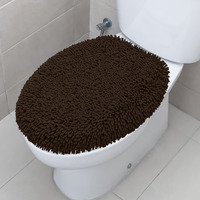 Treetone Shaggy Chenille Bathroom Toilet Lid Cover  Ultra Soft Plush Seat Covers  Fluffy Absorbent  19X21 Inches  Standard Toilet Lids For Bathroom Machine Wash & Dry  Chocolate Brown