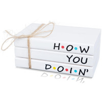 Rukejune Friends Tv Show Merchandise Sign For Home Tiered Tray Decor  Mini Decorative Wood Book Stack For Shelf Accent  Funny Friendship Gifts - How You Doing Sign