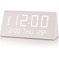 Jall Digital Alarm Clock  With Wooden Electronic Led Time Display  3 Alarm Settings  Weekday/Weekend Mode  Temperature Detect  Wood Made Electric Clocks For Office  Bedroom  Bedside