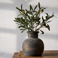 Siducal Ceramic Rustic Farmhouse Vase | 6 Inch Pottery Decorative Flower Vase For Home Decor | Boho Vase | Terracotta Vase For Table  Living Room  Bathroom Decoration  Shelf Decor  Mantel  Bronze