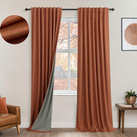 Koufall Bohemian Curtains For Living Room Back Tab Terracotta Boho Farmhouse Linen Blackout Curtain Drapes 90 Inches Long For Bedroom 2 Panels Set Cool Maximalist Rust Decor