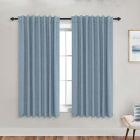 Koufall Stone Blue Back Tab Linen Blackout Curtains 52 By 45 For Bedroom
