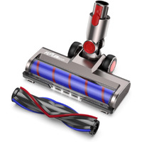 Flylinktech Motorhead Vacuum Attachment For V7 V8 V10 V11 V15 Sv10 Sv11 Sv12 Sv14 Cleaners With Led Headlights V Shape Turbo Bristle Roller Brush Head Replacement Parts For Hardwood Floor Carpets