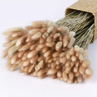 Donghome 120Pcs 17"" Bunny Tails Dried Flowers Brown Pampas Grass Natural Rabbit Tail Grass Dry Floral Arrangement For Boho Wedding Decor Baby Birthday Party