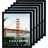 Omishe 6 Pack 5.5X8.5 Picture Frame Black For Wall Hanging Or Tabletop  5.5 X 8.5 Frame Composite Wood Wall Gallery Photo Frame  Black