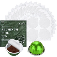 Aluminum Foils Lids Seals-Reuse Capsules Coffee Pods 220Pcs  Compatible With Nespresso Vertuoline Vertuo  Reuse Coffee Pods Cover Seals 62Mm