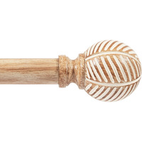 Wood Curtain Rods For Windows 32 To 240  1 Inch Curtain Rod Set  Heavy Duty Drapery Rods With Imitation Wood Grain Leaf Pattern Finials  Indoor/Outdoor Modern Curtain Rod  32""-240""  Brown