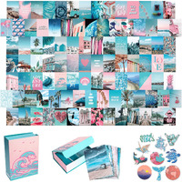Blue Aesthetic Wall Collage Kit  100 Set 4X6 Inch  Pink Vsco Room Decor For Teen Girls  Summer Beach Wall Art Print  Dorm Photo Collection  Small Posters For Room Aesthetic