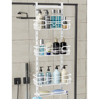 Consumest Over The Door Shower Caddy - 4 Tier Adjustable Hanging Shower Caddy Shower Shelf With 2 Soap Holders & 22 Hooks  Rustproof Easy Installation Shower Organizer Hanging For Bathroom  White