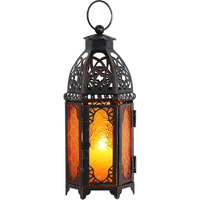 Needomo Halloween Decorations  Hanging Moroccan Lantern  11'' Vintage Candle Holder  Metal Lanterns Decorative Indoor Outdoor  Table  Patio  Porch  Shelf  Gothic Home Decor (Amber  Medium Size)
