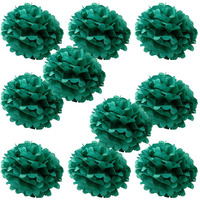Wyzworks Set Of 10 - Aqua Green 8"" - (10 Pack) Tissue Pom Poms Flower Party Decorations For Weddings  Birthday  Bridal  Baby Showers  Nursery  D?Cor  Halloween