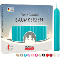 Brubaker Tree Candles - Pack Of 20 - Turquoise - 3 X  Inches - Made In Europe - Christmas Wax Candles For Pyramids  Carousels & Chimes