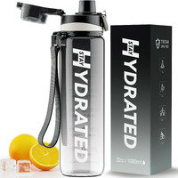 Water Bottle  32 Oz Motivational Water Bottles With Time Marker-Tritan & Bpa Free  Sports Water Bottle With Time To Drink & Strap  Wide Mouth  Leakproof -Gift For Christmas Gym Fitness & Outdoor