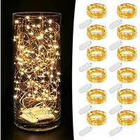 Mumuxi Led Fairy Lights Battery Operated String Lights [12 Pack] 7.2Ft 20 Battery Powered Led Mini Lights  Centerpiece Table Decorations  Wedding Party Bedroom Mason Jar Christmas  Warm White