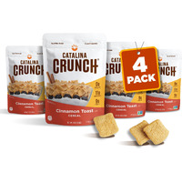 Catalina Crunch Cinnamon Toast Cereal 4 Pack | Low Carb  Sugar Free  Gluten Free | Keto Snacks  Vegan  Plant Based Protein