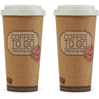 Life Story Corky Cup Reusable 16 Oz Insulated Travel Mug Coffee Thermos (2 Pack)