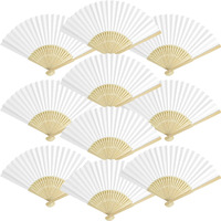Grosun 50 Packs White Paper Fans Paper Hand Fan Bamboo Folding Fan Handheld Fan Paper Folded Fan Paper Fan For Wedding Party And Home Decoration