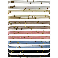 Udebe Fashion Hair Ties With Golden Beads  Thin Hair Elastics Tie Korean  Colorful 12 Counts.