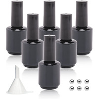 Agidea Empty Gel Nail Polish Bottles  15Ml Empty Nail Polish Bottles With Brush Black  Opaque Round Refillable Fingernail Polish Bottles Uv Safe With Mixing Balls & Funnels  Pack Of 6