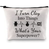 G2Tup Ceramic Artist Gift I Turn Clay Into Things Makeup Bag Potter Pottery Art Cosmetic Bag Pot Making Lover Gift Pottery Artist Zipper Travel Bag (I Turn Clay Into White Bag)