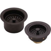 Westbrass Co2196S-12 Combo Pack 3-1/2"" Post Style Large Basket Extra-Deep Collar Kitchen Sink Waste Disposal Flange With Strainer Stopper  Oil Rubbed Bronze