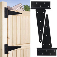 12 Inch T-Strap Gate Hinges  Heavy Duty Shed Barn Door Hinges  Black Tee Hinges For Wooden Fence  Yard Gate  Wrought Hardware Iron Rustproof (2 Pack)