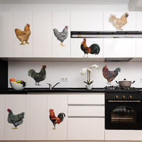 Pligreat 8 Pcs Roosters Hens Wall Stickers  Removable Vinyl Peel And Stick Wall Decals For Kitchen Pantry Playroom Nursery Farmhouse Wall Decoration Home Indoor Diy Window Fridge Door Wall Art Decor