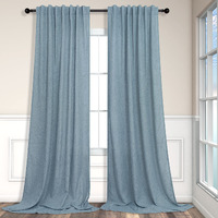 Pitalk 102 Length Curtains For Living Room Dinning 2 Panels Back Tab Pocket Light Filtering Burlap Window Drapes Stone Blue Linen Curtains 102 Inches Long For Sliding Glass Door Bedroom Grey Gray Blue
