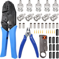 Taiss Coaxial Cable Tool Kit Bnc Crimp Tool With 10Pcs Bnc Male Crimp Connector Coaxial Cable Stripper Cutter Wire Cable Cutter And Heat Shrink Tube For Rg58/Rg59/Rg62/Rg174