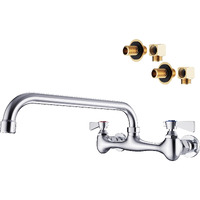 Gimili Wall Mount Commercial Sink Faucet With 12  Swivel Spout Polish Chrome Brass Utility Sink Faucet For Kitchen Laundry Restaurant Industrial Compartment Sink(Include 90 Degree Adapters)