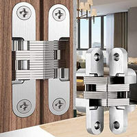 (1 Pair) Hidden Door Hinge  Stainless Steel  Hidden Barrel Wooden Box Silver