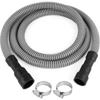 Juwo 6 Ft Dishwasher Drain Hose  Corrugated And Flexible Dishwasher Hose Drain Replacement With Clamps  Discharge Hose Fits 11/16""  1""  1-1/8"" Dishwasher End