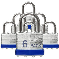 Lock Outdoor Padlocks  Key Lock  Padlocks With Same Key - Laminated Steel Keyed Padlocks With Normal Shackle  6 Pack  For Hasp Latch  Sheds  Fences  Storage Locker  School  Gym