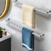 Meetart Crushed Diamond Glass Towel Bar For Bathroom Set Of 2 Towel Rods Wall-Mounted  Towel Racks For Bath Towels Hand Towels(21 )