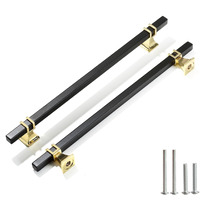 Redunest Cabinet Pulls Matte Black And Gold Cabinet Handles  2 Pack 10 Inch Kitchen Door Cupboard Wardrobe Drawer Handles  Cabinet Hardware Bar Drawer Pulls  256Mm Hole Centers