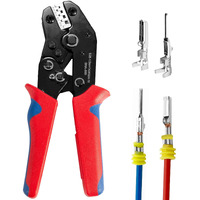 Wire Crimping Tool With Ratchet  Amliber Ratchet Wire Crimper Tool For Open Barrel Terminal Connectors  Electrical Crimping Tool For Molex Style Deutsch Delphi Amp Jst Tyco Terminals  24-14 Awg