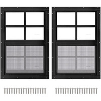 2 Pack 12"" X 18"" Black Shed Window With Tempered Glass And Fiberglass Screen Household Sliding Windows With Screws For Shed  Chicken Coop  Playhouse  Garage And Barns