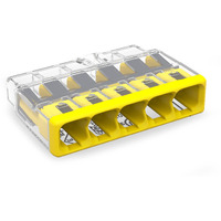 2773-405 | Wago Wall-Nuts Pushwire Splicing Connector | For Solid And Stranded Conductors | 5-Conductor | Yellow Cover | [Box Of 60 Pieces]