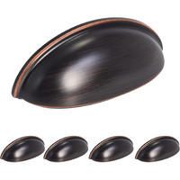 Homotek 5 Pack Drawer Bin Cup Pulls Dresser Pulls For Cabinets Oil Rubbed Bronze - 3 Inch Hole Centers Furniture Handles Kitchen Cabinet Hardware