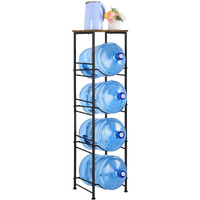 Eteli 5 Gallon Water Bottle Holder Organizer 4 Tier Water Cooler Jug Rack With Storage Shelves Water Bottle Dispenser Stand For Kitchen Living Room Office  Black And Brown