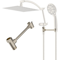 Hibbent All Metal Shower Head Holder  Solid Brass Shower Arm Holder For Handheld Showerhead  Shower Wander Holder  Adjustable Shower Head Bracket  Shower Spray Holder  Shower Arm Mount  Brushed Nickel