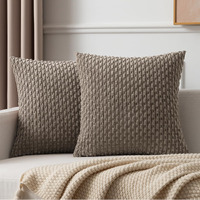 Kevin Textile Pack Of 2 Corduroy Decorative Throw Pillow Covers 18X18 Inch Soft Boho Striped Pillow Covers Modern Farmhouse Home Decor For Spring Sofa Living Room Couch Bed Light Brown