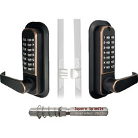 Jounjip Mechanical Keyless Combination Lever Handle Door Lock - [Square Spindle] Easier Install - (Oil-Rubbed Bronze) 2023 Upgrade Version