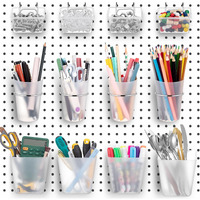 Jinei 12 Pcs Pegboard Bins Pegboard Cups With Hooks And Loops Peg Assortment Organizer Accessories Various Tool Organizer Pegboard Baskets Set For Garage Workshop Workbench Office(Translucent)